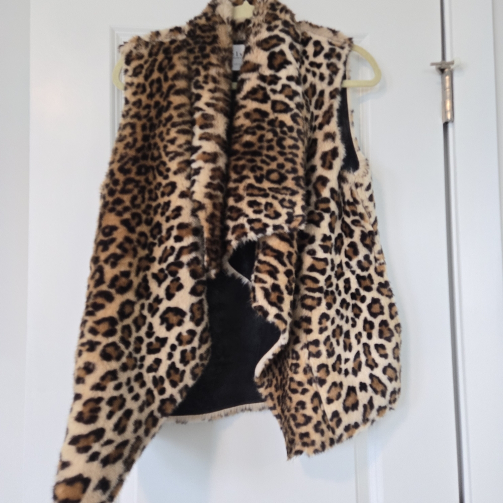 Velvet by Graham & Spencer Leopard Faux Fur Vest - Tan, Black, Brown